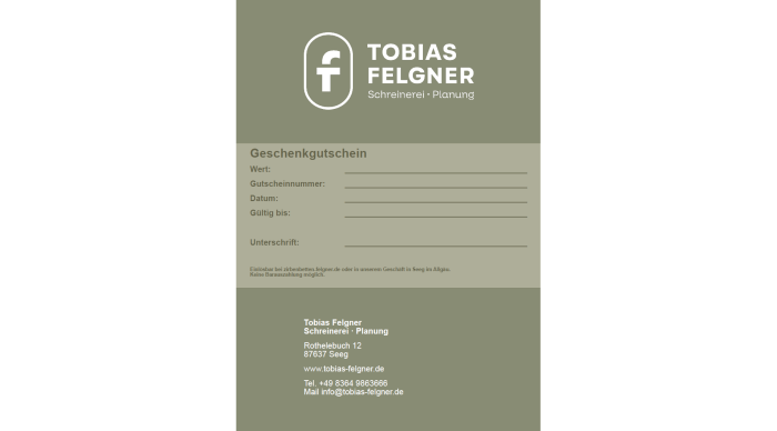 Gutschein von Schreinerei Tobias Felgner