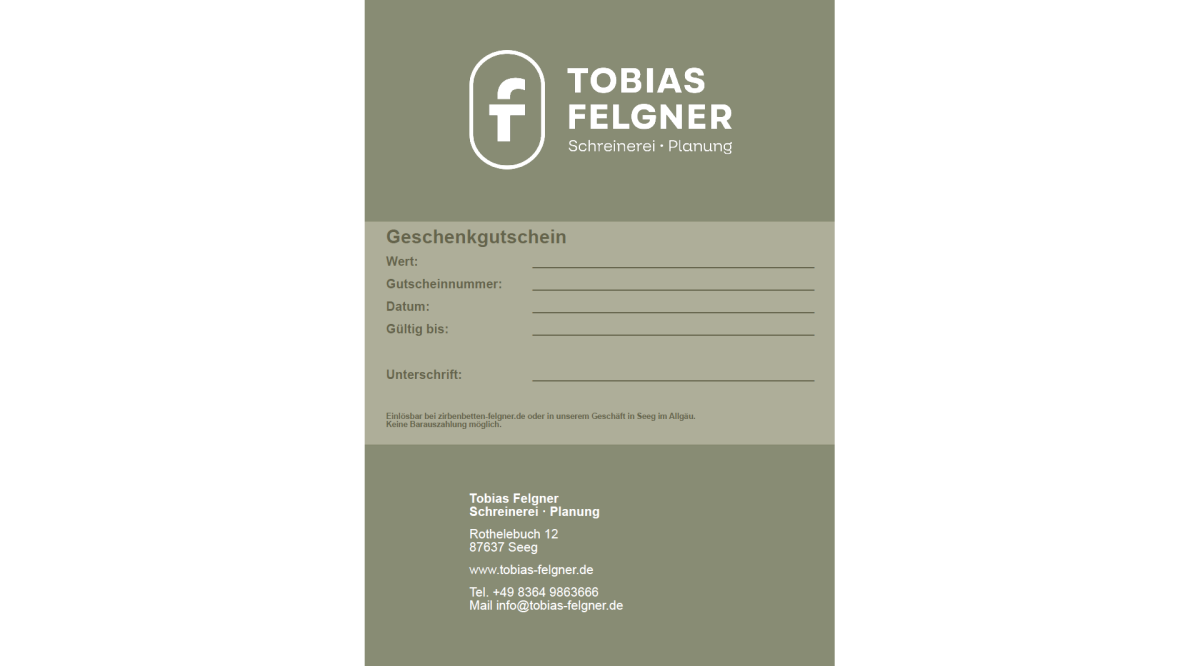 Gutschein von Schreinerei Tobias Felgner